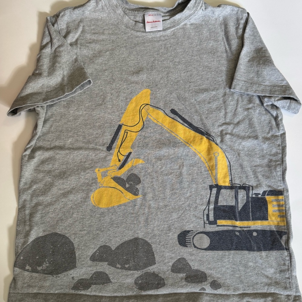 Hanna Andersson 140 / US 10 Construction Vehicles Grey Short Sleeve T-Shirt
